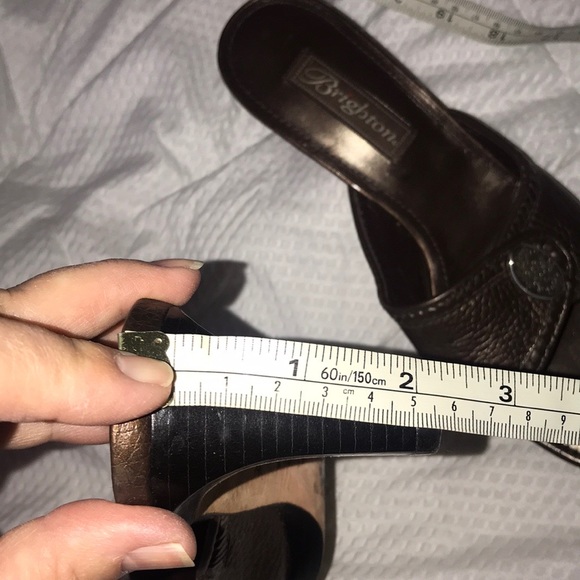 Brighton Brown Leather Slides - Picture 11 of 13